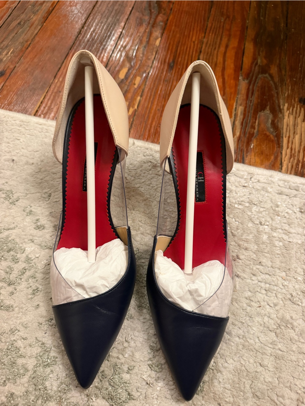 CH Carolina Herrera PVC Two-Tone Pointed-Toe
Flats